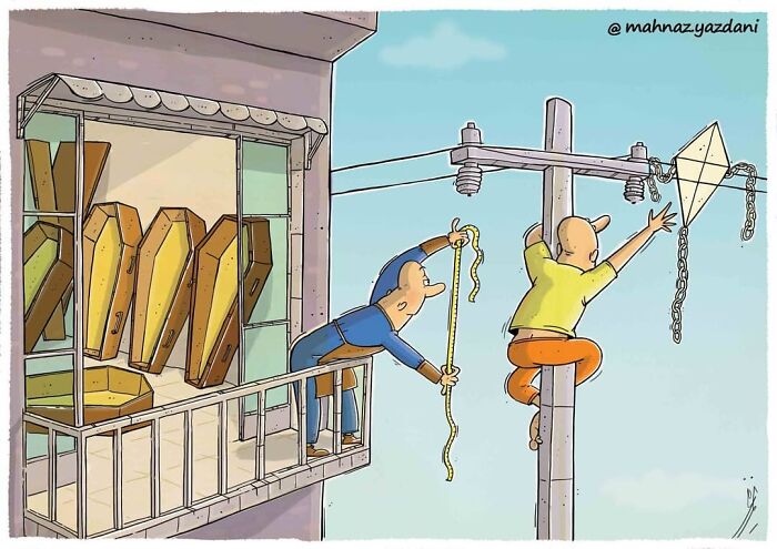 Iranian Artist Criticizes Society's Problems In Strong Illustrations