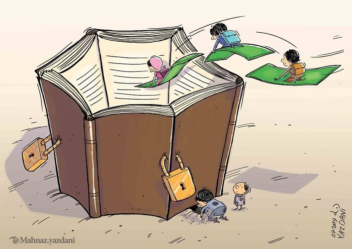 Iranian Artist Criticizes Society's Problems In Strong Illustrations