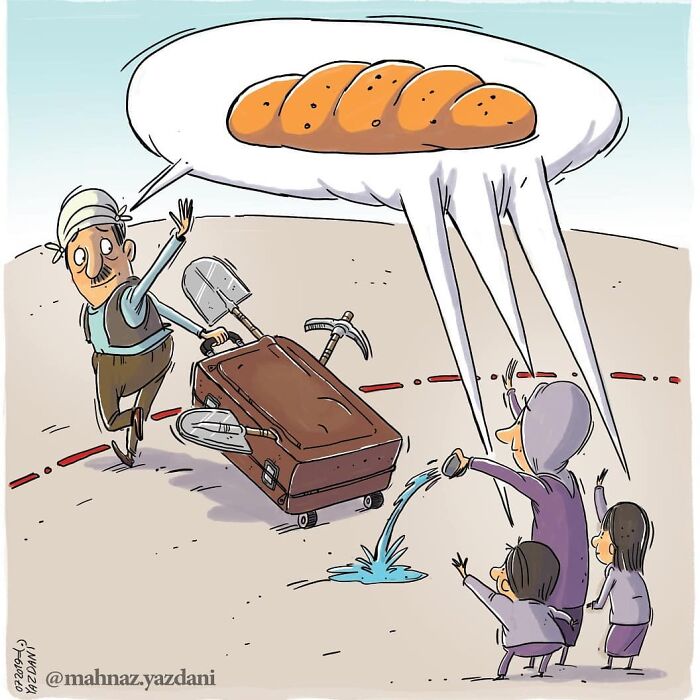 Iranian Artist Criticizes Society's Problems In Strong Illustrations