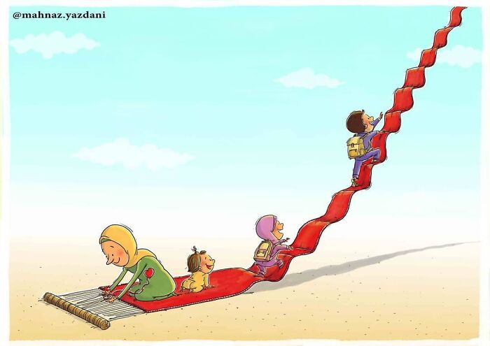 Iranian Artist Criticizes Society's Problems In Strong Illustrations