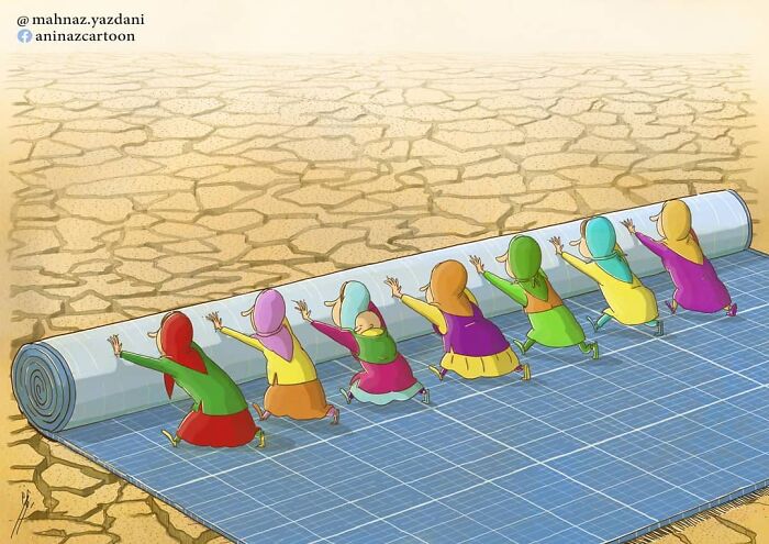 Iranian Artist Criticizes Society's Problems In Strong Illustrations