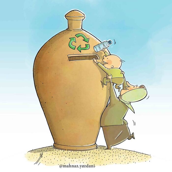 Iranian Artist Criticizes Society's Problems In Strong Illustrations