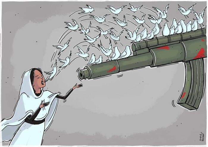 Iranian Artist Criticizes Society's Problems In Strong Illustrations