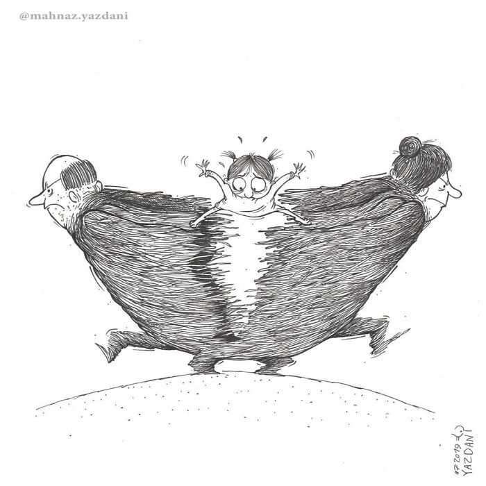 Iranian Artist Criticizes Society's Problems In Strong Illustrations