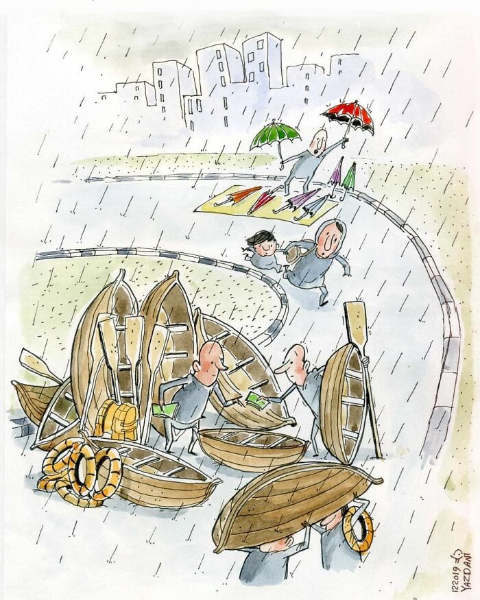 Iranian Artist Criticizes Society's Problems In Strong Illustrations