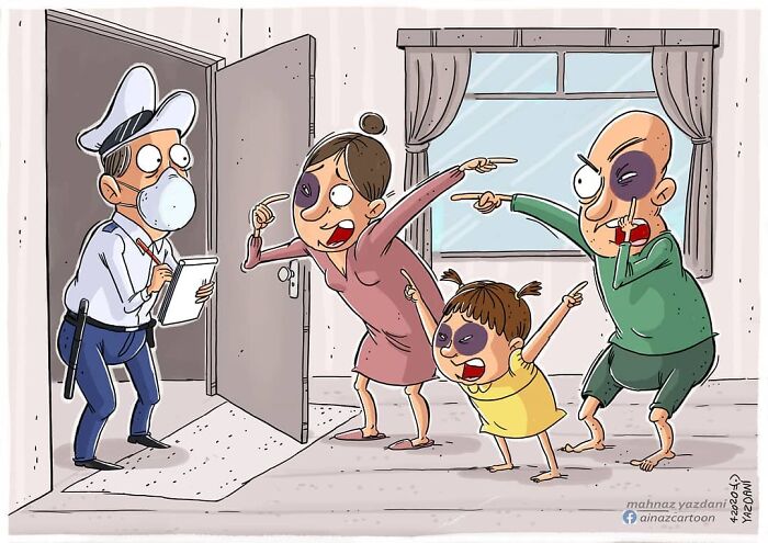 Iranian Artist Criticizes Society's Problems In Strong Illustrations