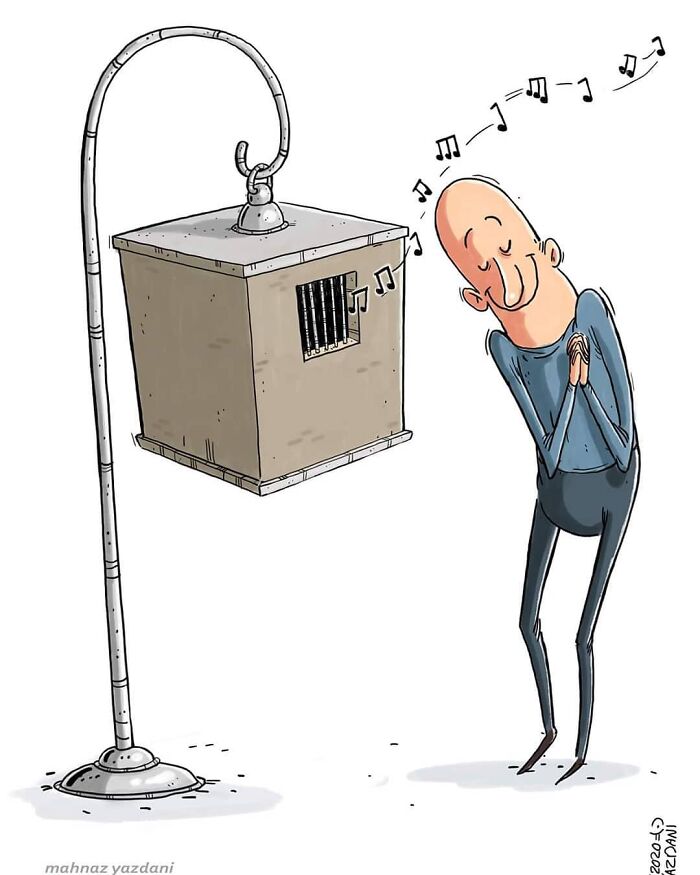 Iranian Artist Criticizes Society's Problems In Strong Illustrations