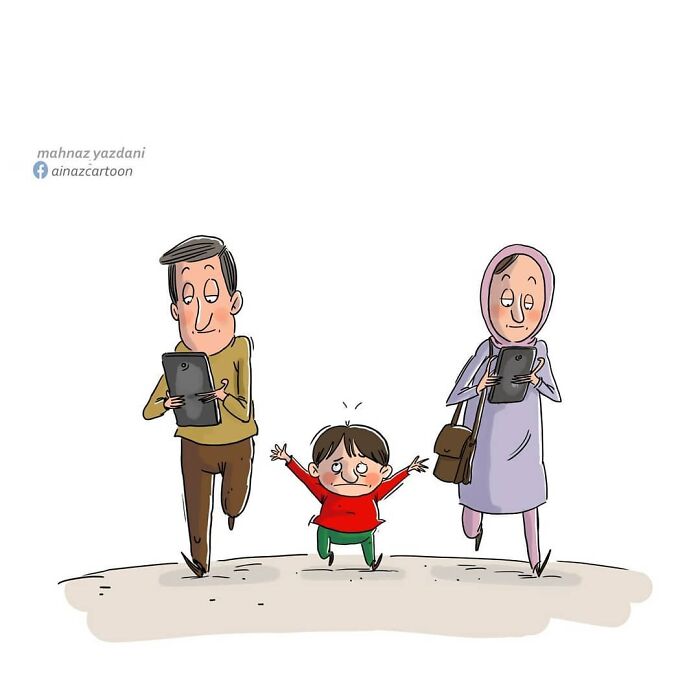 Iranian Artist Criticizes Society's Problems In Strong Illustrations