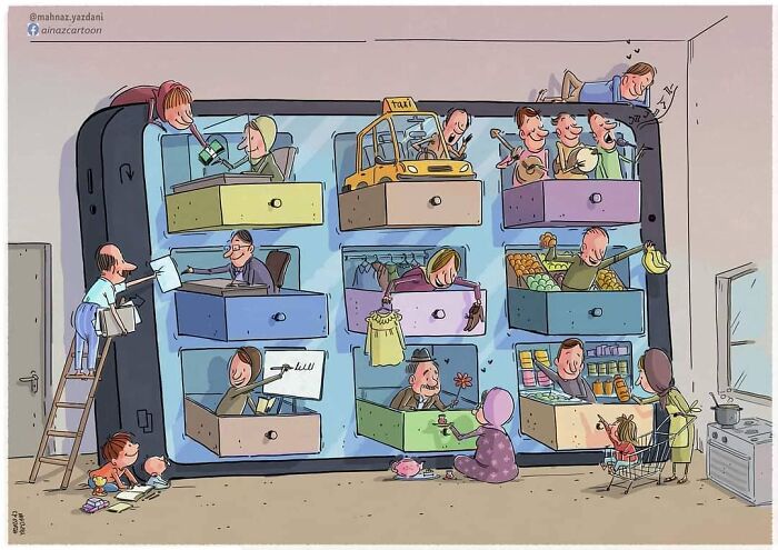 Iranian Artist Criticizes Society's Problems In Strong Illustrations