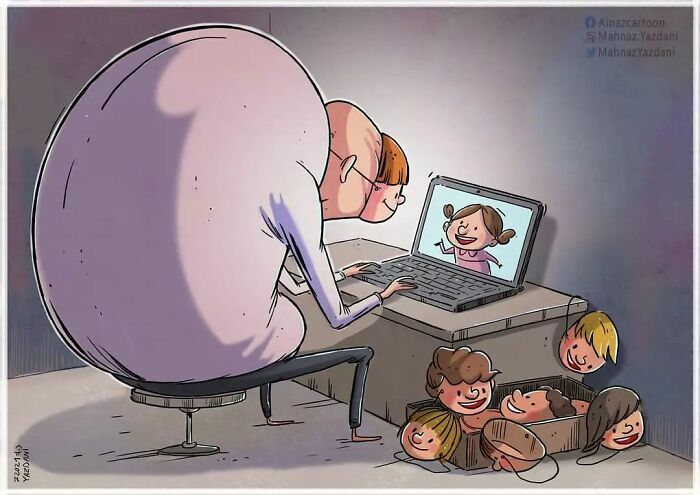 Iranian Artist Criticizes Society's Problems In Strong Illustrations