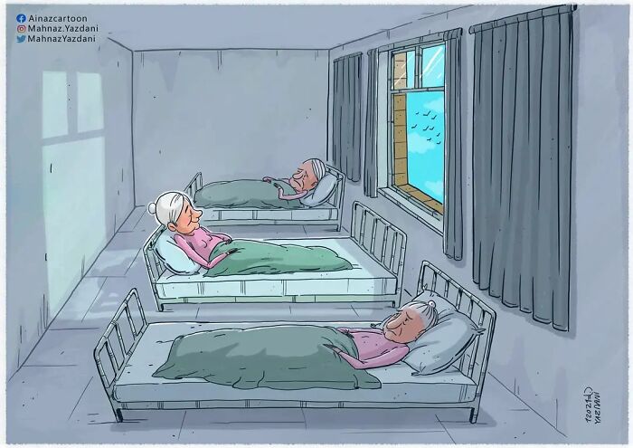 Iranian Artist Criticizes Society's Problems In Strong Illustrations