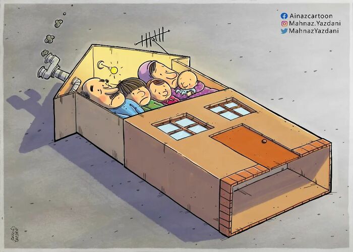 Iranian Artist Criticizes Society's Problems In Strong Illustrations