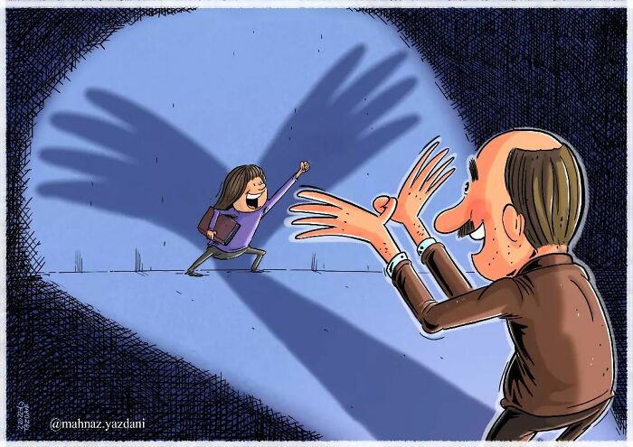 Iranian Artist Criticizes Society's Problems In Strong Illustrations