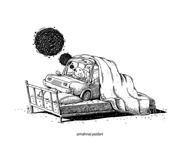 Iranian Artist Criticizes Society's Problems In Strong Illustrations