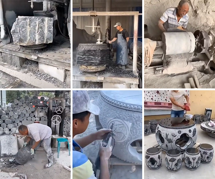 These Guys Carving A Block Of Stone