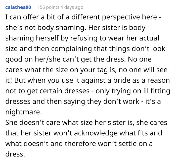 Bride Says She Wants To Drop Her Sister As A Bridesmaid Because She Won't Wear A Dress Her Size, Asks The Internet What To Do Bride Says She Wants To Drop Her Sister As A Bridesmaid Because She Won't Wear A Dress Her Size, Asks The Internet What To Do