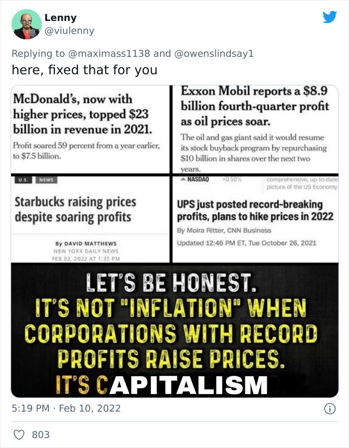 Economist Is Disgusted By These CEOs Who Brag About Their High Prices While Blaming Inflation, Exposes Them On Twitter