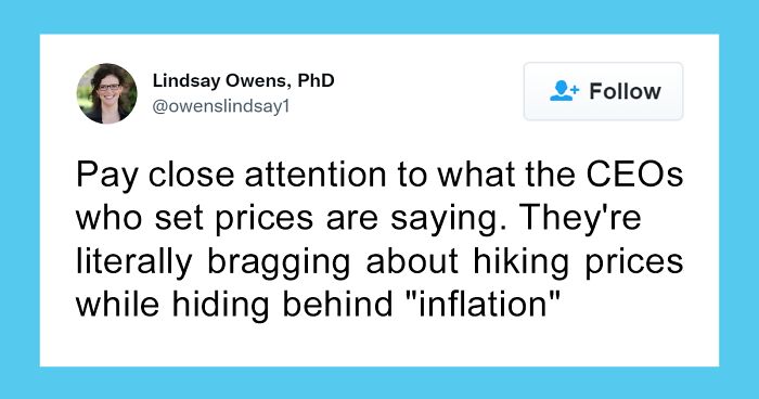 Economist Is Disgusted By These CEOs Who Brag About Their High Prices While Blaming Inflation, Exposes Them On Twitter