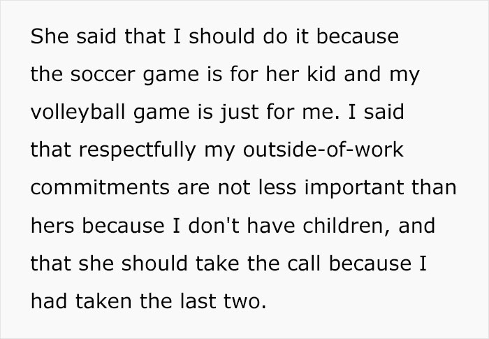 Childfree Woman Wonders If She&rsquo;s A Jerk For Standing By Her Principles And Making Her Coworker Miss Her Kid's Soccer Game