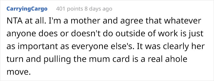 Childfree Woman Wonders If She&rsquo;s A Jerk For Standing By Her Principles And Making Her Coworker Miss Her Kid's Soccer Game