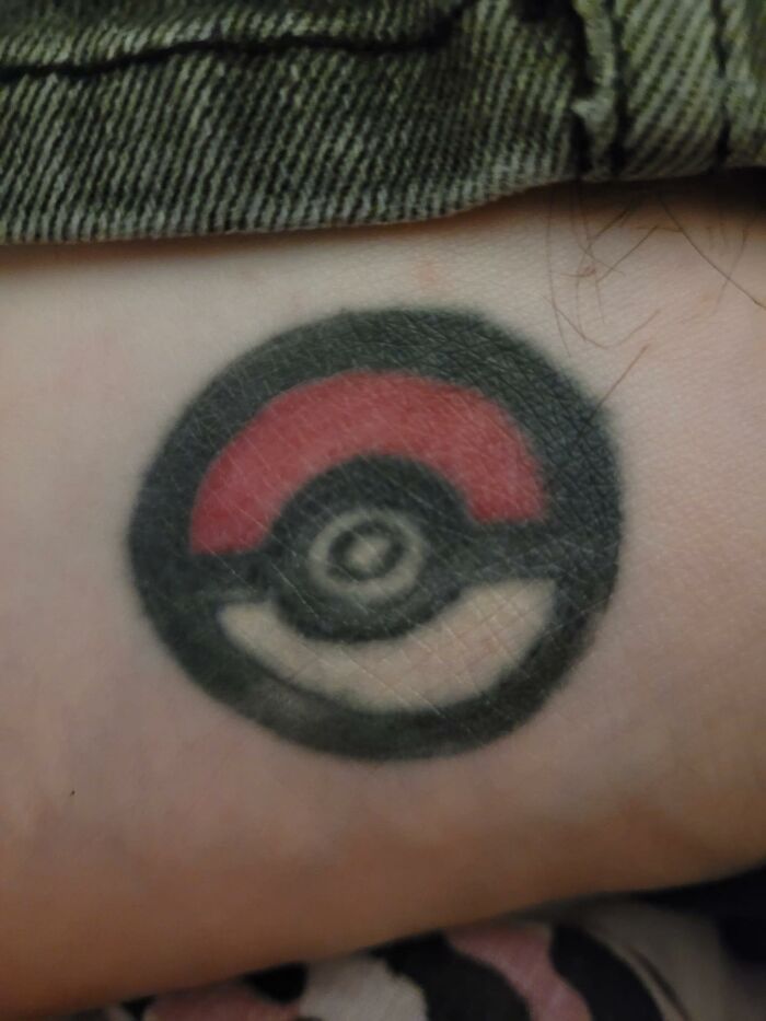 My Boyfriend's Foot Tattoo Of A Pokè Ball - Gotta Catch Em All!! It's Awful