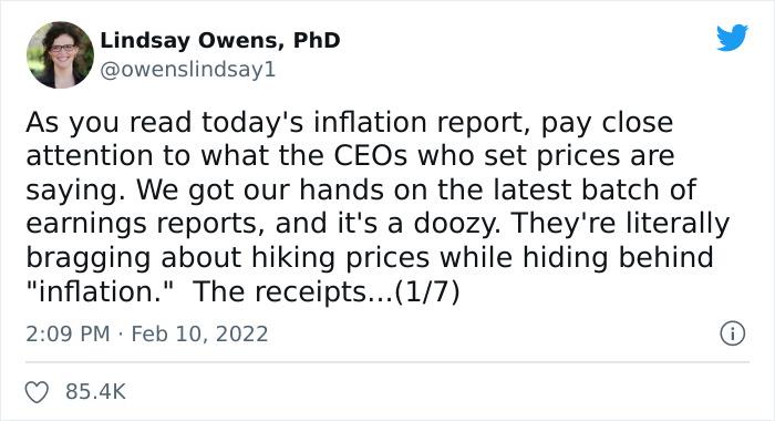 Economist Is Disgusted By These CEOs Who Brag About Their High Prices While Blaming Inflation, Exposes Them On Twitter