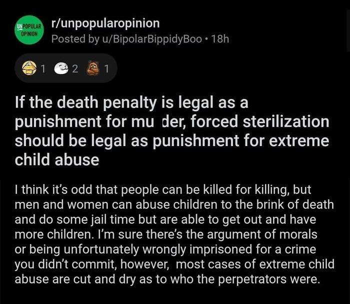 Death Penalty Isnt A Good Punishment. Its An Easy Way Out And You Cant Prove Anybody 100% Guilty
follow @r_unpopular.opinion
follow @r_unpopular.opinion
-
-
-
#reddit #redditcomments #redditstories #funnyreddit #cringe #redditcringe #hilarious #dumb #askreddit #r/ #redditally #redditvideos #dankmemes #redditmemes #redditask #redditamerica #redditbest #bestofreddit #topreddit #redditcringe #askredditanswers