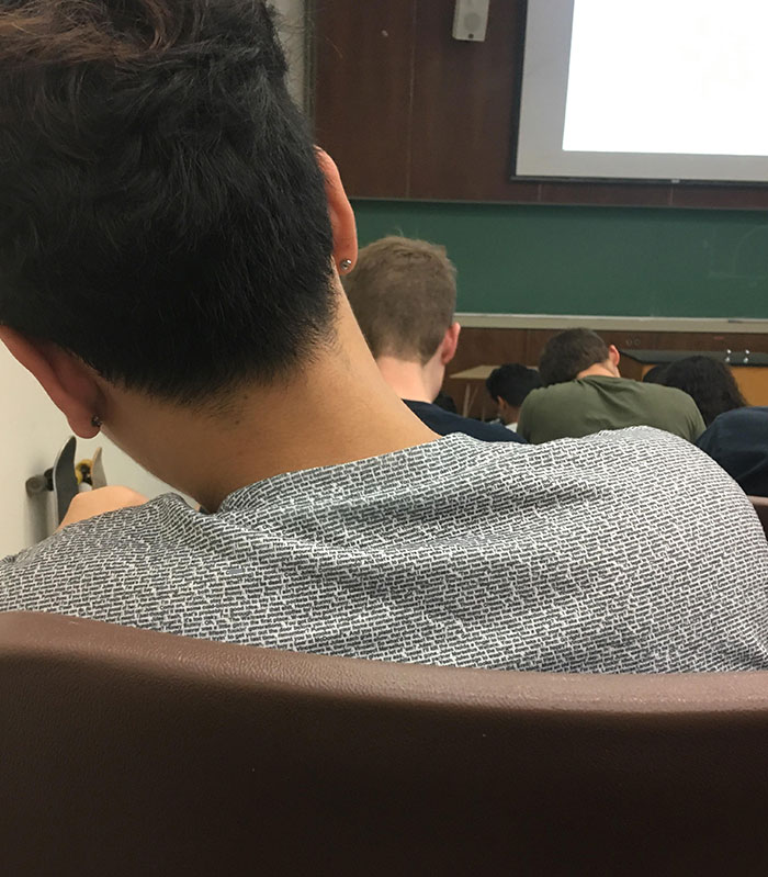 This Guy's Shirt Has The Entire Script Of Pulp Fiction Printed On It