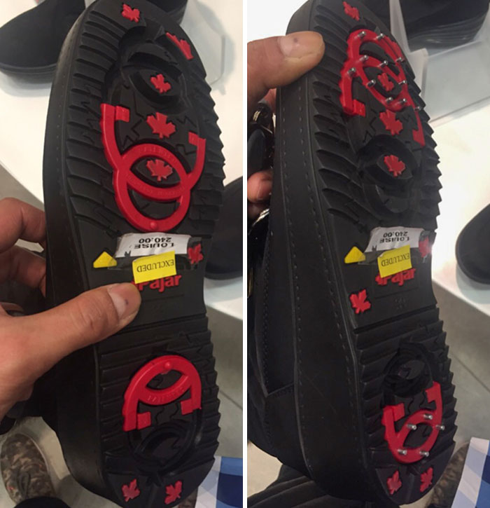 These Shoes Have A Flippable Part In The Sole To Reveal Metal Picks For Grip When Walking On Ice