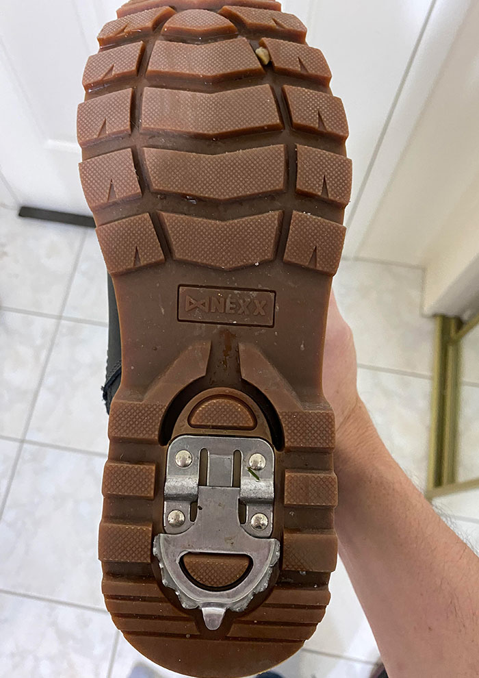 These Winter Boots Have A Flip-Down Ice Cleat In The Heel To Help With Walking On Icy Surfaces