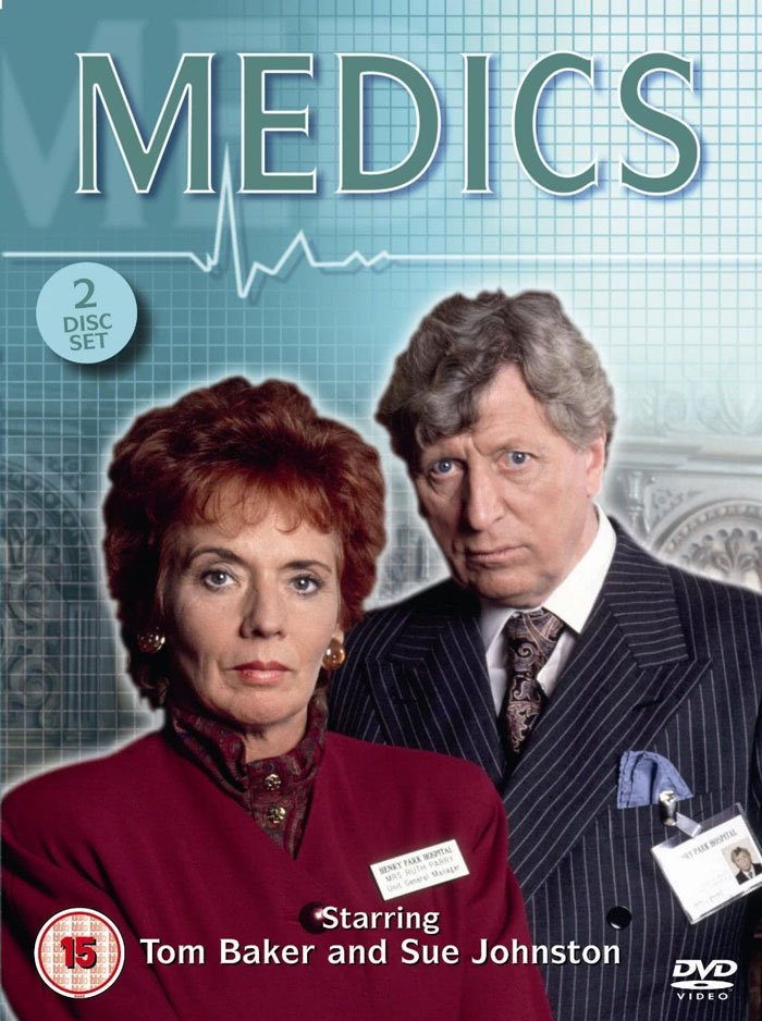 DVD cover of the show "Medics" featuring two actors in medical attire.