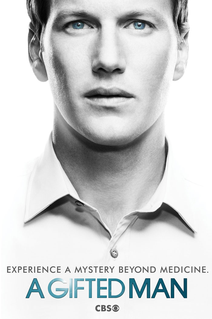 Close-up of a doctor from TV show "A Gifted Man," highlighting themes of medicine and mystery.