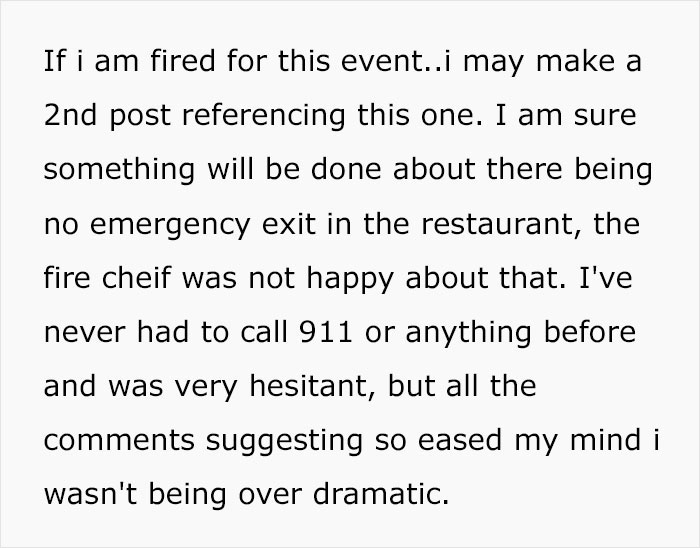 Employee Asks For Legal Advice After Having Restaurant Door Cut To Get Out Of Work After Boss Forbids Them To Call 911 Employee Asks For Legal Advice After Having Restaurant Door Cut To Get Out Of Work After Boss Forbids Them To Call 911