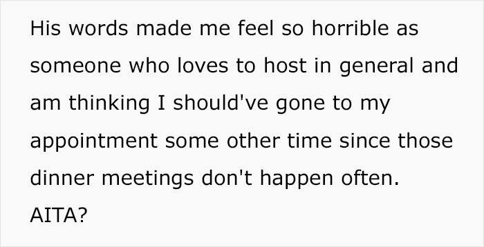 Entitled Husband Cancels Wife's Urgent Doctor's Appointment Because "He Needs Her So She Could Host Dinner For His Friends"