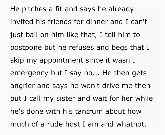 Entitled Husband Cancels Wife's Urgent Doctor's Appointment Because "He Needs Her So She Could Host Dinner For His Friends"