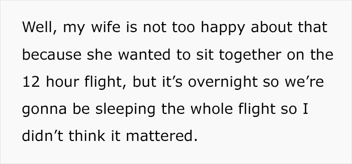 "She Thinks I Chose Business Class Over Her": Wife Is Upset After Husband Upgrades Only His Ticket For Their 12-Hour Flight