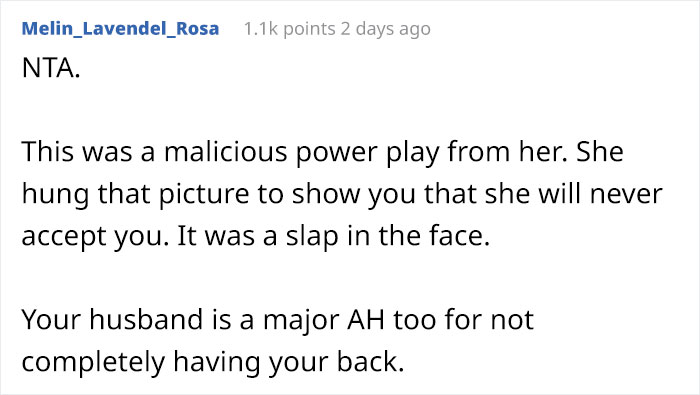 Woman Bans Mother-In-Law From Her House After She Hung A Framed Wedding Photo Of Her Son And His Ex-Wife