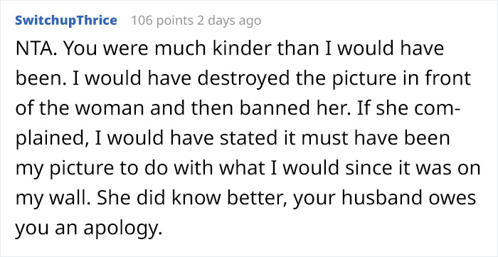 Woman Bans Mother-In-Law From Her House After She Hung A Framed Wedding Photo Of Her Son And His Ex-Wife