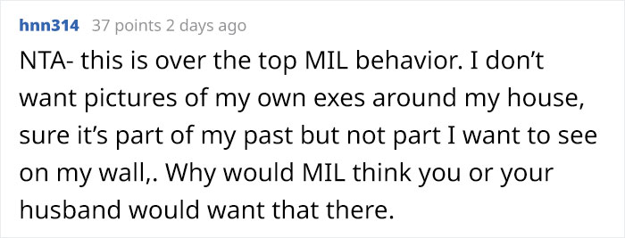 Woman Bans Mother-In-Law From Her House After She Hung A Framed Wedding Photo Of Her Son And His Ex-Wife