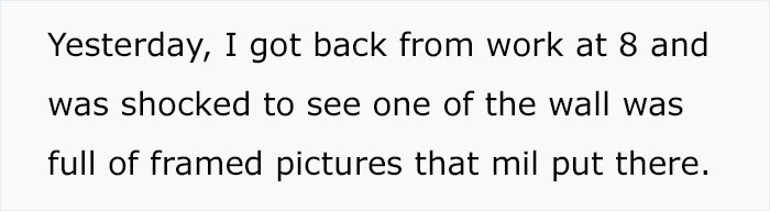 Woman Bans Mother-In-Law From Her House After She Hung A Framed Wedding Photo Of Her Son And His Ex-Wife