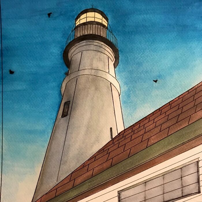 My 26 Year-Old Sister’s First Attempt At Watercolor Since Grade School Art Class.