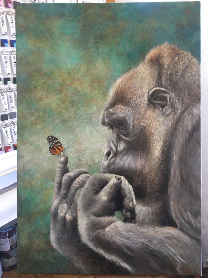 3’x4’ Gorilla I Painted For My Brother, Acrylic