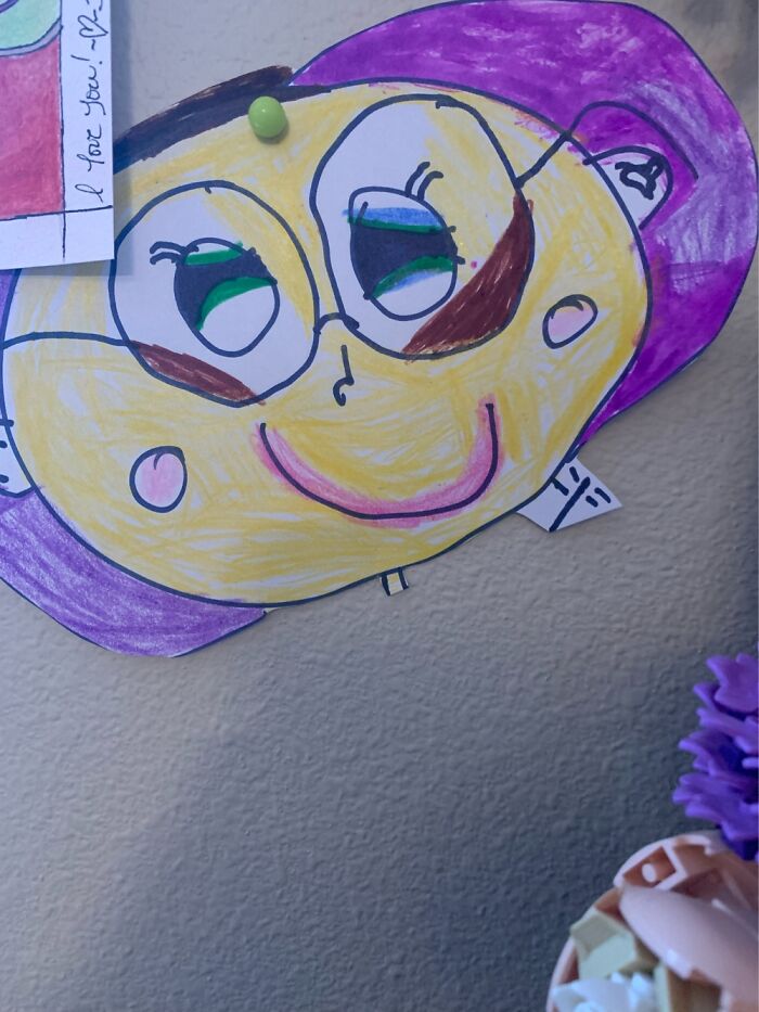 My Daughter Drew A Picture Of Me To Hang Above My Work Desk