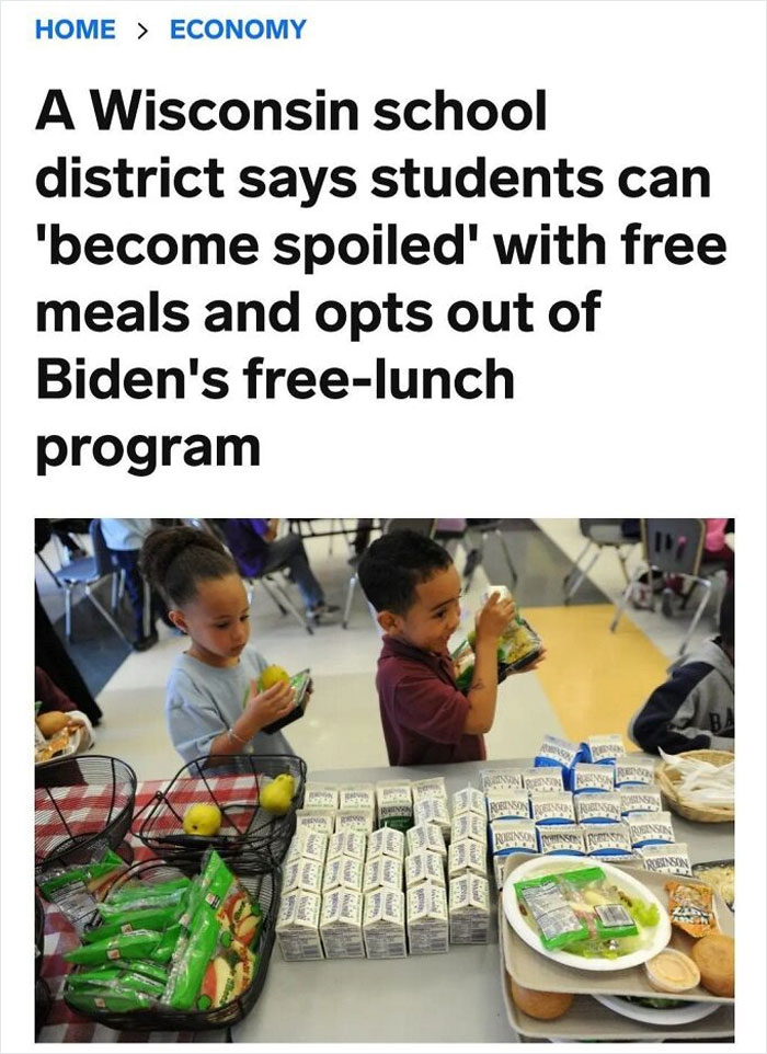 A Wisconsin School District Says Students Can “Become Spoiled” With Free Meals And Opts Out Of Biden’s Free-Lunch Program