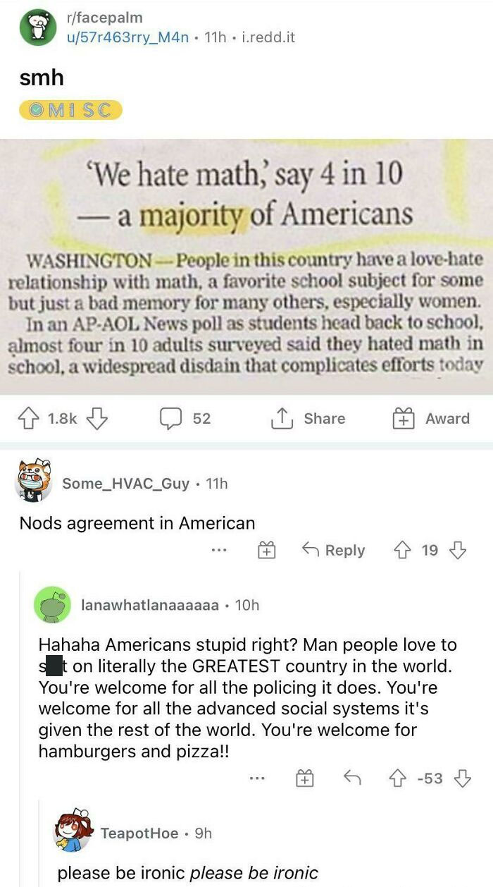 “Greatest Country In The World” “You’re Welcome For All The Policing It Does”