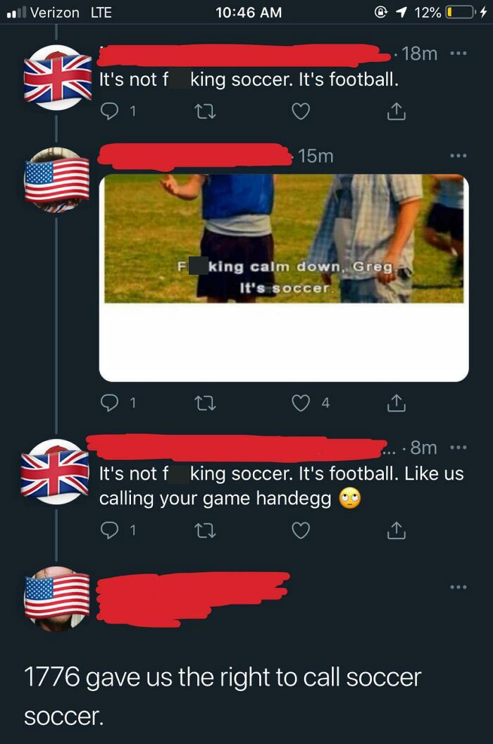 “1776 Gave US The Right To Call Soccer Soccer”