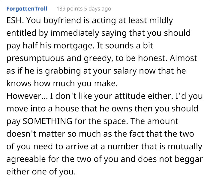 Guy Is Shocked At How Much His Girlfriend Earns, Wants Her To Pay Half Of His Mortgage After Moving In