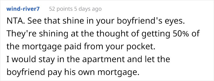 Guy Is Shocked At How Much His Girlfriend Earns, Wants Her To Pay Half Of His Mortgage After Moving In