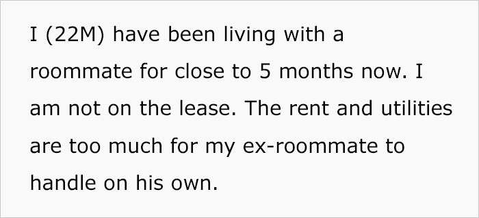 Guy Specifically Tells Roommate To Not Touch His Food, But He Does Anyway, So He Gets Left Alone Without Any Notice In A Place He Can&rsquo;t Afford By Himself