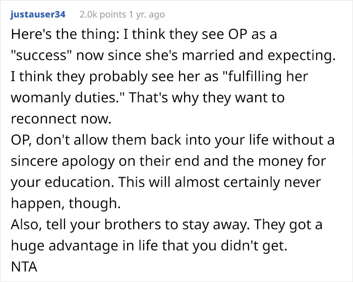 After Trying To Stop Their Only Daughter From Attending College, Parents Are Met With A Pricey Ultimatum When Asked To Be Forgiven Years Later